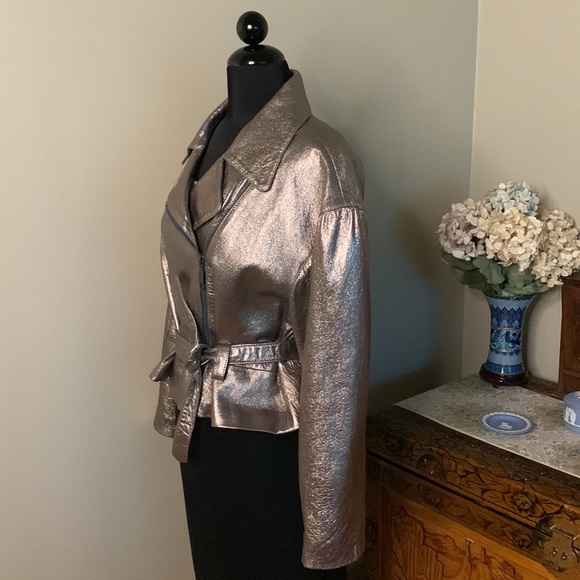 Bronze Gold Leather 1980s Glam Rock Leather Jacket - Picture 2 of 14